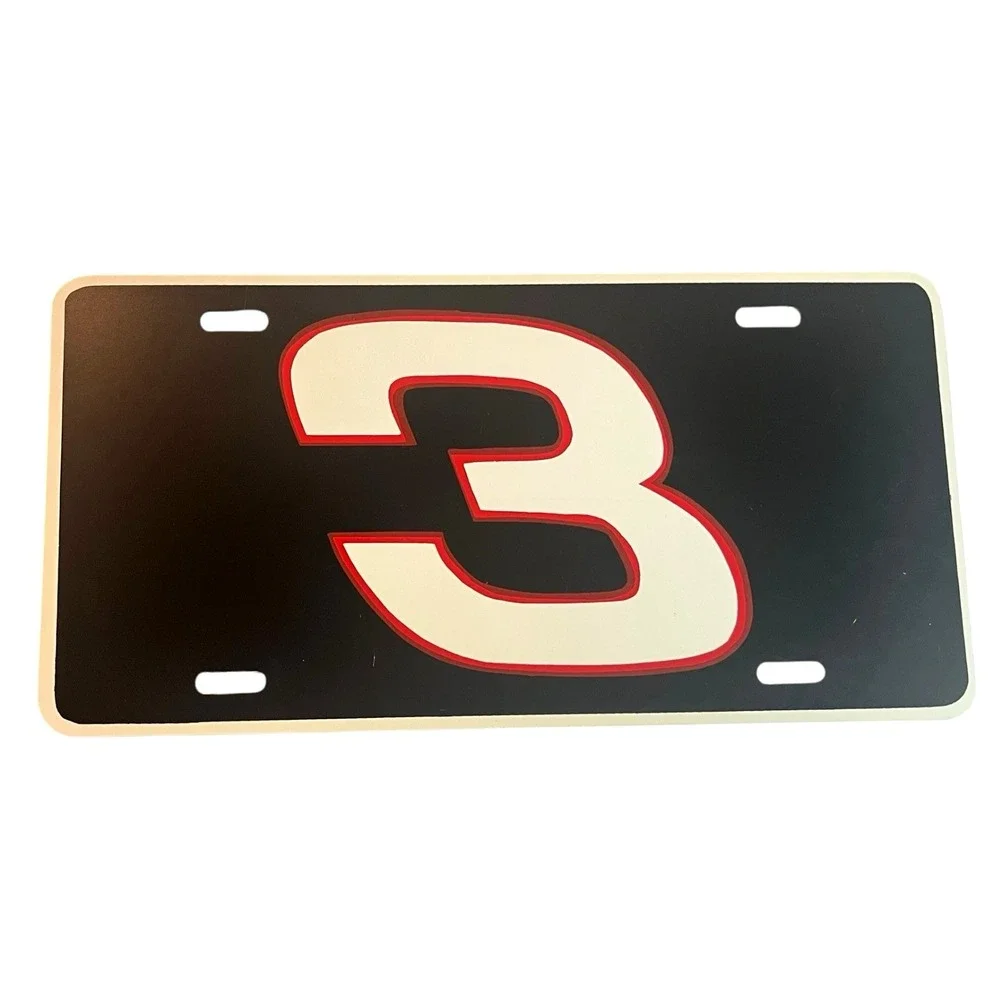 Set of Vtg #3 Dale Earnhardt Racing Nascar Black Plastic Vanity License Plate